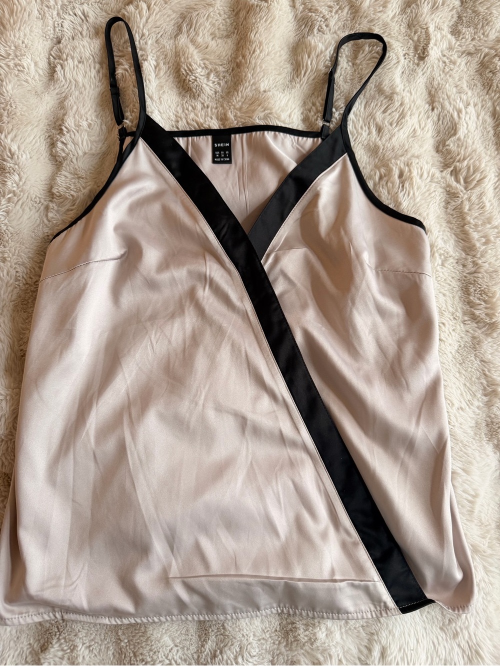Tahari Cream Cami with Black Contrast Trim